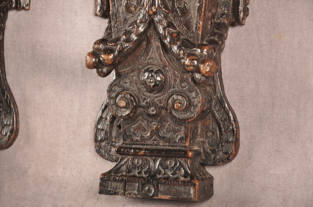 A Very Fine Pair Of 17th Century Oak Carved Figures  View V