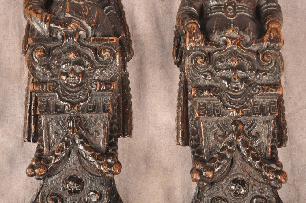 A Very Fine Pair Of 17th Century Oak Carved Figures  View VI