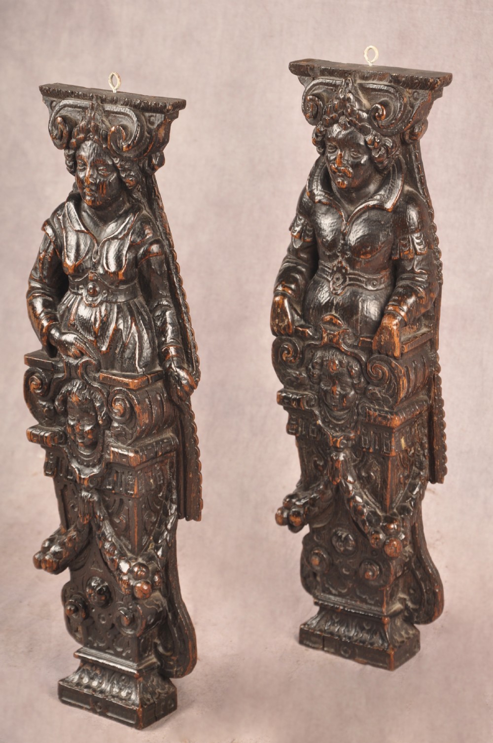 A Very Fine Pair Of 17th Century Oak Carved Figures  View IX