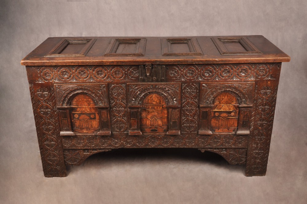 Rare 16th Century Oak Coffer View II