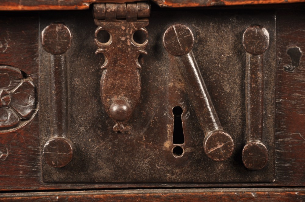 Rare 16th Century Oak Coffer View IX