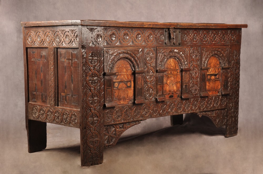Rare 16th Century Oak Coffer View X