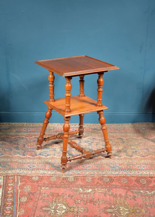 an unusual victorian walnut two tier table on turned supports c1870 - CATEGORY: ANTIQUE FURNITURE - DATED 