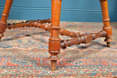 AN UNUSUAL VICTORIAN WALNUT TWO TIER TABLE ON TURNED SUPPORTS C1870 - ADDITIONAL PHOTO 2