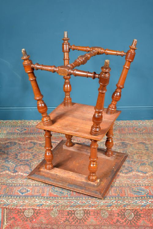 AN UNUSUAL VICTORIAN WALNUT TWO TIER TABLE ON TURNED SUPPORTS C1870 - ADDITIONAL PHOTO 6