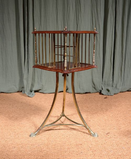 A VICTORIAN MAHOGANY AND BRASS REVOLVING BOOKCASE C1860 - ADDITIONAL PHOTO 2