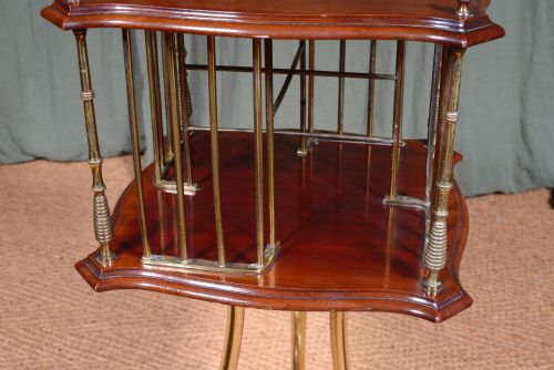 A VICTORIAN MAHOGANY AND BRASS REVOLVING BOOKCASE C1860 - ADDITIONAL PHOTO 5