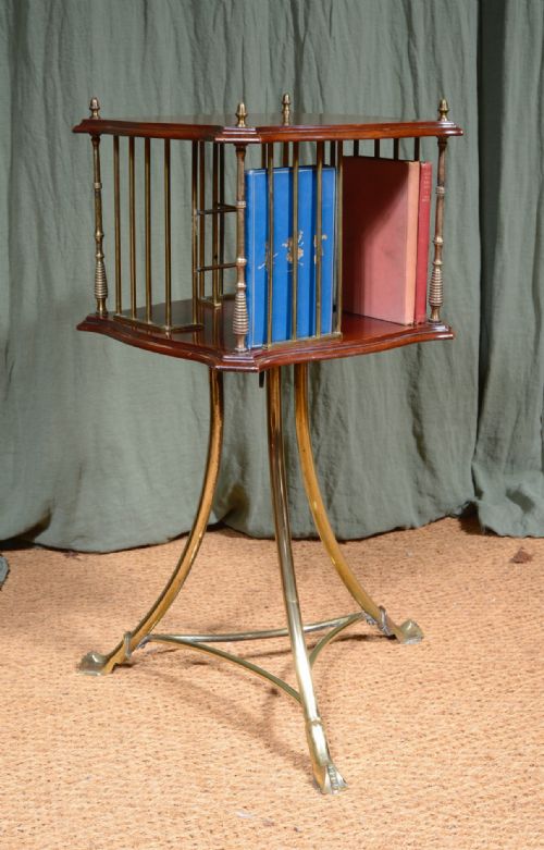 A VICTORIAN MAHOGANY AND BRASS REVOLVING BOOKCASE C1860 - ADDITIONAL PHOTO 8