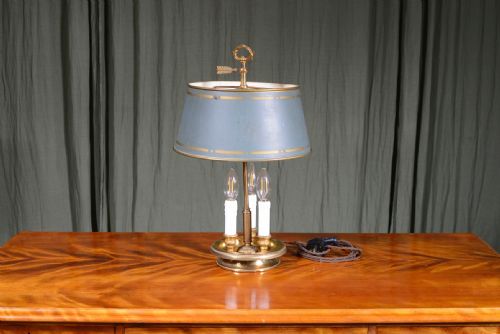 a bouillotte lamp with tole shade c1900 - CATEGORY: ANTIQUE LIGHTING - DATED 1900