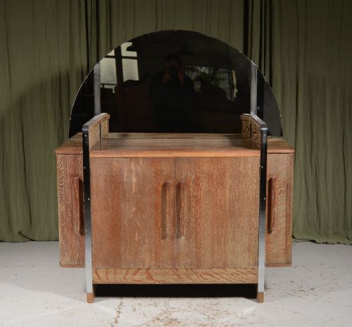 a rare art deco venesta plywood and limed oak mirror backed cocktail cabinet c1930 - CATEGORY: ANTIQUE DRESSING TABLES - DATED 