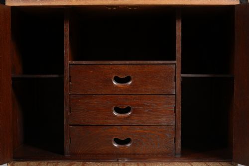 A RARE ART DECO VENESTA PLYWOOD AND LIMED OAK MIRROR BACKED COCKTAIL CABINET C1930 - ADDITIONAL PHOTO 2
