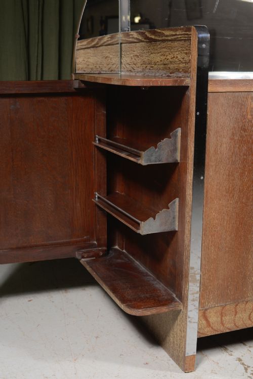 A RARE ART DECO VENESTA PLYWOOD AND LIMED OAK MIRROR BACKED COCKTAIL CABINET C1930 - ADDITIONAL PHOTO 5