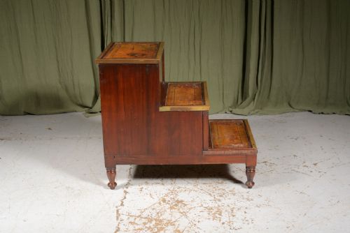 VICTORIAN BRASS MOUNTED FLAME MAHOGANY LIBRARY STEPS C1850 - ADDITIONAL PHOTO 1