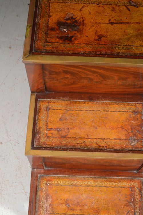 VICTORIAN BRASS MOUNTED FLAME MAHOGANY LIBRARY STEPS C1850 - ADDITIONAL PHOTO 9