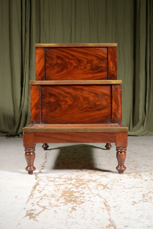 VICTORIAN BRASS MOUNTED FLAME MAHOGANY LIBRARY STEPS C1850 - ADDITIONAL PHOTO 10