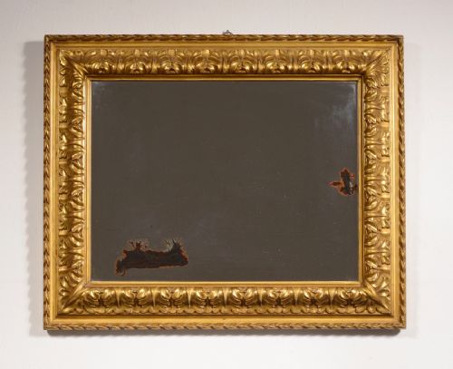 AN ITALIAN GILT WOOD PICTURE FRAME INSET A MIRROR C1860 - ADDITIONAL PHOTO 1