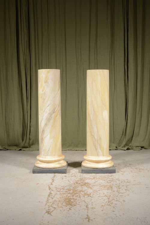 A PAIR OF VICTORIAN SIMULATED MARBLE PLASTER COLUMNS OR PLINTHS C1890 - ADDITIONAL PHOTO 1