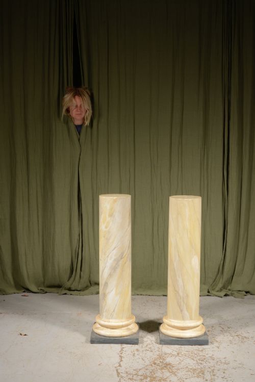 A PAIR OF VICTORIAN SIMULATED MARBLE PLASTER COLUMNS OR PLINTHS C1890 - ADDITIONAL PHOTO 2