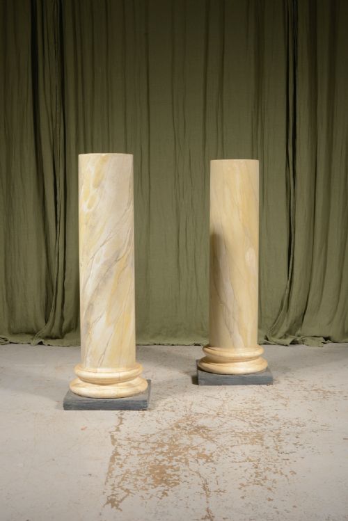 A PAIR OF VICTORIAN SIMULATED MARBLE PLASTER COLUMNS OR PLINTHS C1890 - ADDITIONAL PHOTO 3