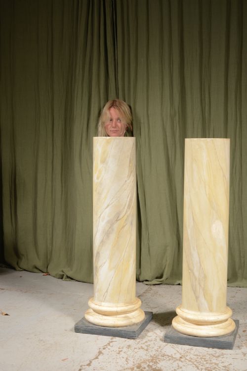 A PAIR OF VICTORIAN SIMULATED MARBLE PLASTER COLUMNS OR PLINTHS C1890 - ADDITIONAL PHOTO 7