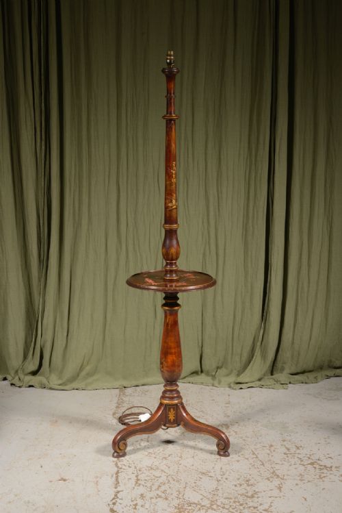 a chinoiserie lacquer standard lamp with built in table c1920 - CATEGORY: ANTIQUE LIGHTING - DATED 