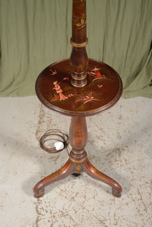 A CHINOISERIE LACQUER STANDARD LAMP WITH BUILT IN TABLE C1920 - ADDITIONAL PHOTO 1