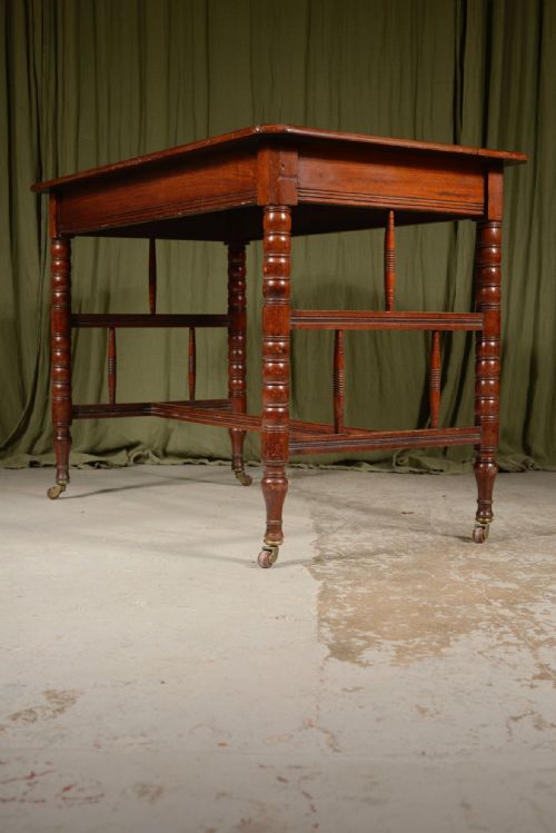 AN AESTHETIC MOVEMENT WALNUT LIBRARY TABLE BY WILLIAM RICHARDSON OF LEEDS C1870 - ADDITIONAL PHOTO 5