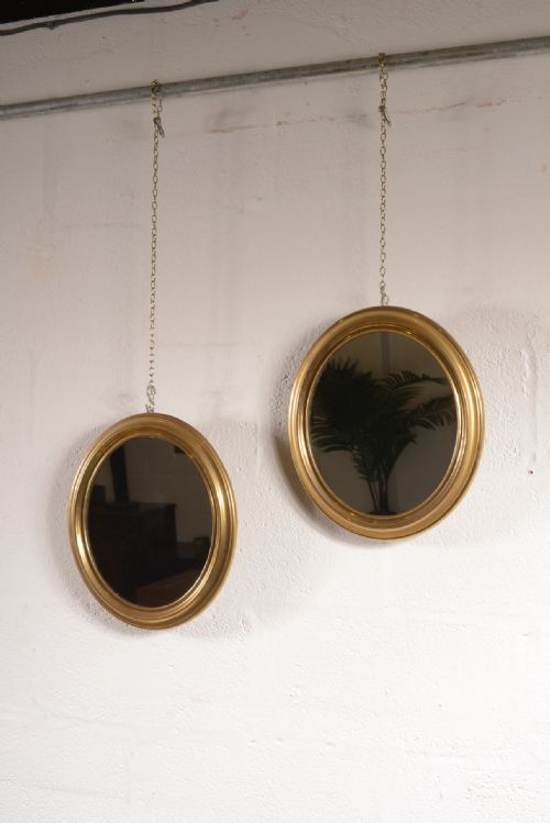 A PAIR OF EDWARDIAN GILT BRASS OVAL WALL MIRRORS C1905 - ADDITIONAL PHOTO 2