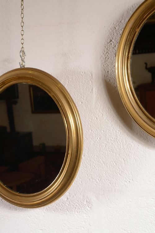 A PAIR OF EDWARDIAN GILT BRASS OVAL WALL MIRRORS C1905 - ADDITIONAL PHOTO 3