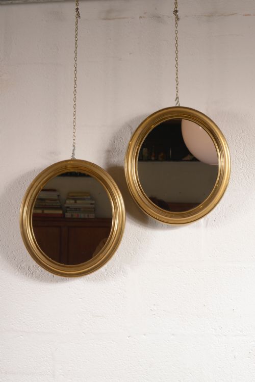 A PAIR OF EDWARDIAN GILT BRASS OVAL WALL MIRRORS C1905 - ADDITIONAL PHOTO 4