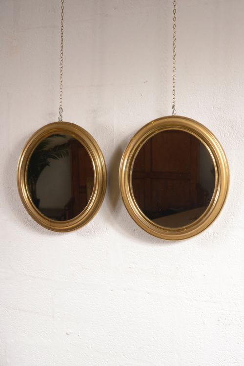 A PAIR OF EDWARDIAN GILT BRASS OVAL WALL MIRRORS C1905 - ADDITIONAL PHOTO 5