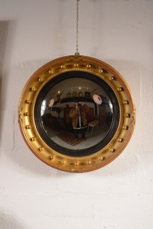a large 19th century gilt convex mirror c1890 - CATEGORY: ANTIQUE MIRRORS - DATED 19TH CENTURY