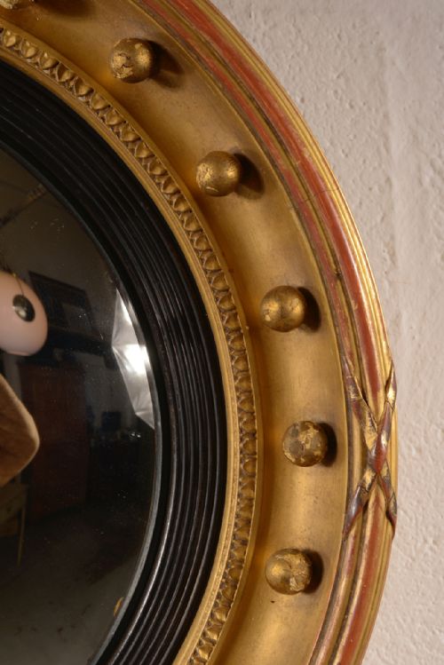 A LARGE 19TH CENTURY GILT CONVEX MIRROR C1890 - ADDITIONAL PHOTO 1