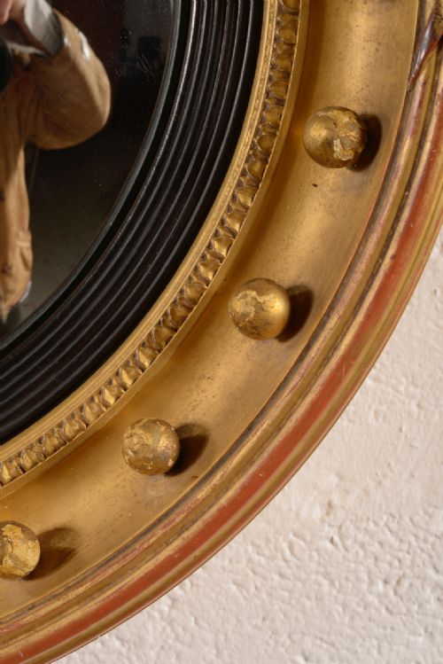 A LARGE 19TH CENTURY GILT CONVEX MIRROR C1890 - ADDITIONAL PHOTO 2