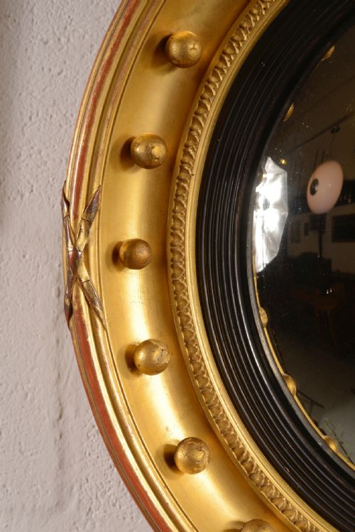 A LARGE 19TH CENTURY GILT CONVEX MIRROR C1890 - ADDITIONAL PHOTO 3