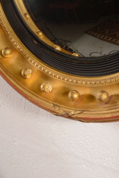 A LARGE 19TH CENTURY GILT CONVEX MIRROR C1890 - ADDITIONAL PHOTO 5