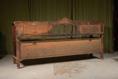 A FOLK ART PAINTED PINE MARRIAGE BENCH C1900 - ADDITIONAL PHOTO 6