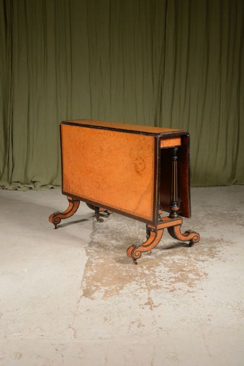 A VICTORIAN AMBOYNA DROP LEAF COFFEE TABLE C1860 - ADDITIONAL PHOTO 1