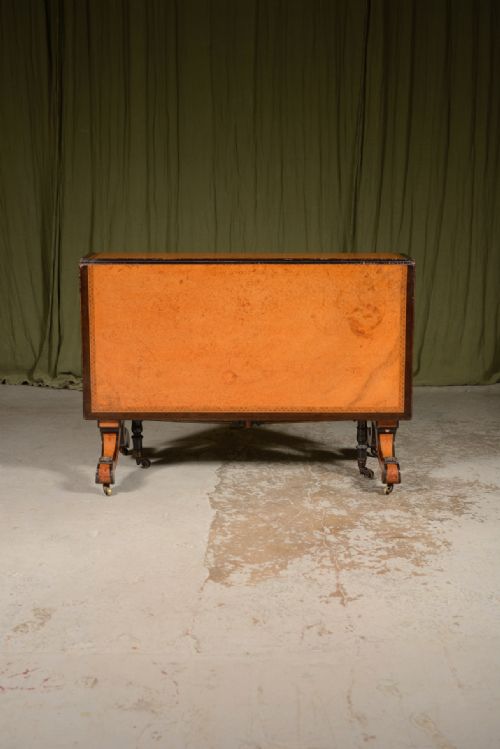 A VICTORIAN AMBOYNA DROP LEAF COFFEE TABLE C1860 - ADDITIONAL PHOTO 3