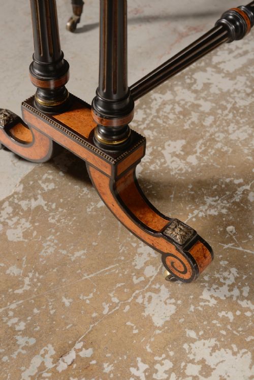 A VICTORIAN AMBOYNA DROP LEAF COFFEE TABLE C1860 - ADDITIONAL PHOTO 7