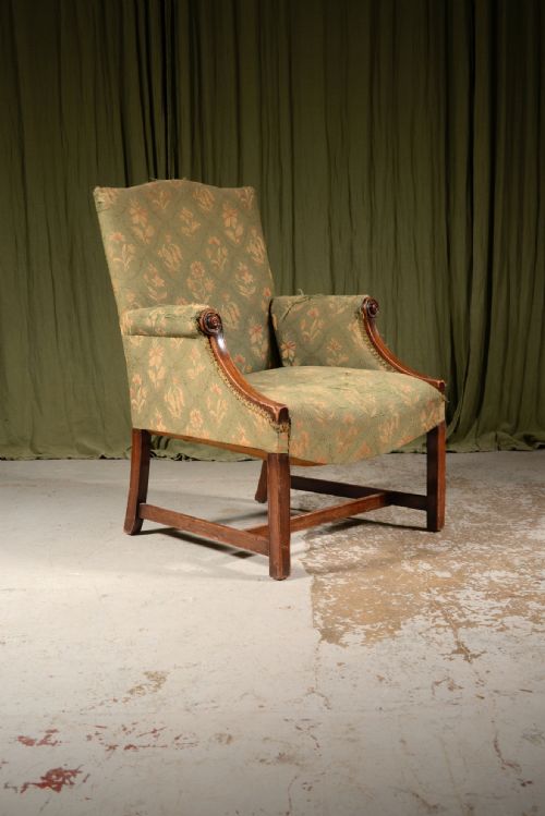 A GEORGE III STYLE MAHOGANY GAINSBOROUGH ARMCHAIR C1890 - ADDITIONAL PHOTO 1