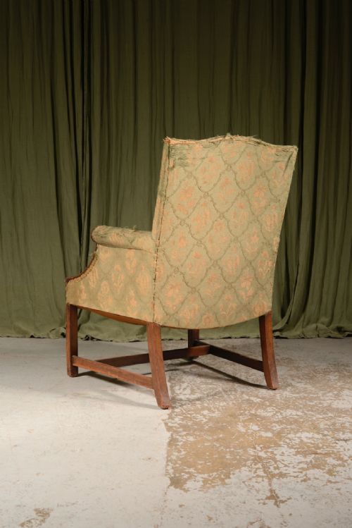 A GEORGE III STYLE MAHOGANY GAINSBOROUGH ARMCHAIR C1890 - ADDITIONAL PHOTO 4