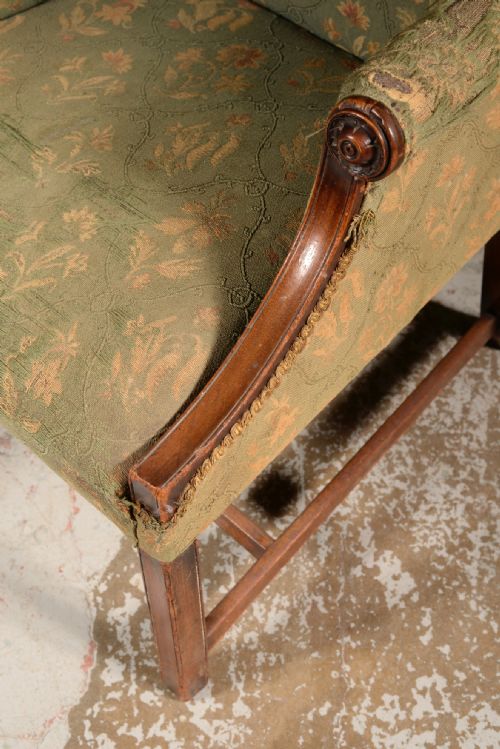 A GEORGE III STYLE MAHOGANY GAINSBOROUGH ARMCHAIR C1890 - ADDITIONAL PHOTO 6