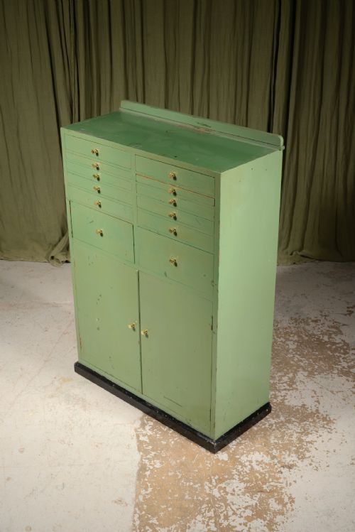 AN EDWARDIAN GREEN PAINTED DENTISTRY CHEST CABINET C1905 - ADDITIONAL PHOTO 13