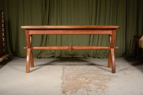 A GOTHIC REFORM OREGON PINE BENCH OR HALL TABLE C1870 - ADDITIONAL PHOTO 4