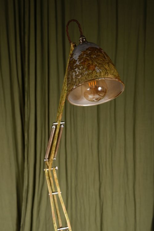 A HERBERT TERRY 1209 ANGLEPOISE TROLLEY FLOOR LAMP IN ORIGINAL SCUMBLE PAINT C1935 - ADDITIONAL PHOTO 12