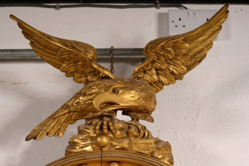 A LARGE REGENCY GILT CONVEX MIRROR WITH EAGLE SURMOUNT C1825 - ADDITIONAL PHOTO 6