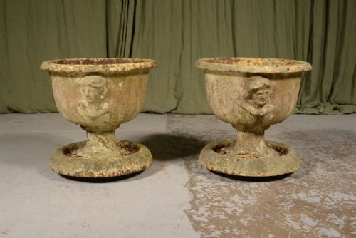 A PAIR OF VICTORIAN CAST IRON GARDEN URNS C1850 - ADDITIONAL PHOTO 3
