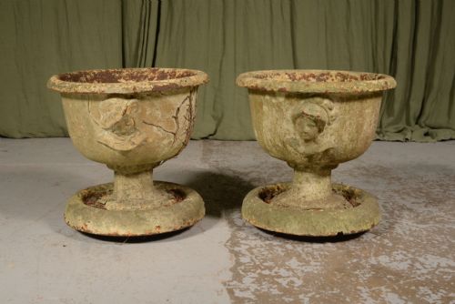A PAIR OF VICTORIAN CAST IRON GARDEN URNS C1850 - ADDITIONAL PHOTO 4