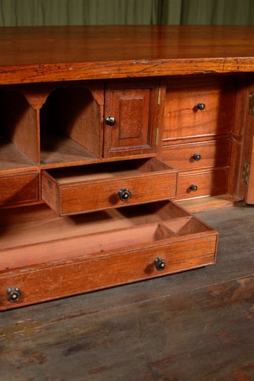 AN ANGLO INDIAN TEAK SECRETAIRE CAMPAIGN CHEST C1870 - ADDITIONAL PHOTO 5